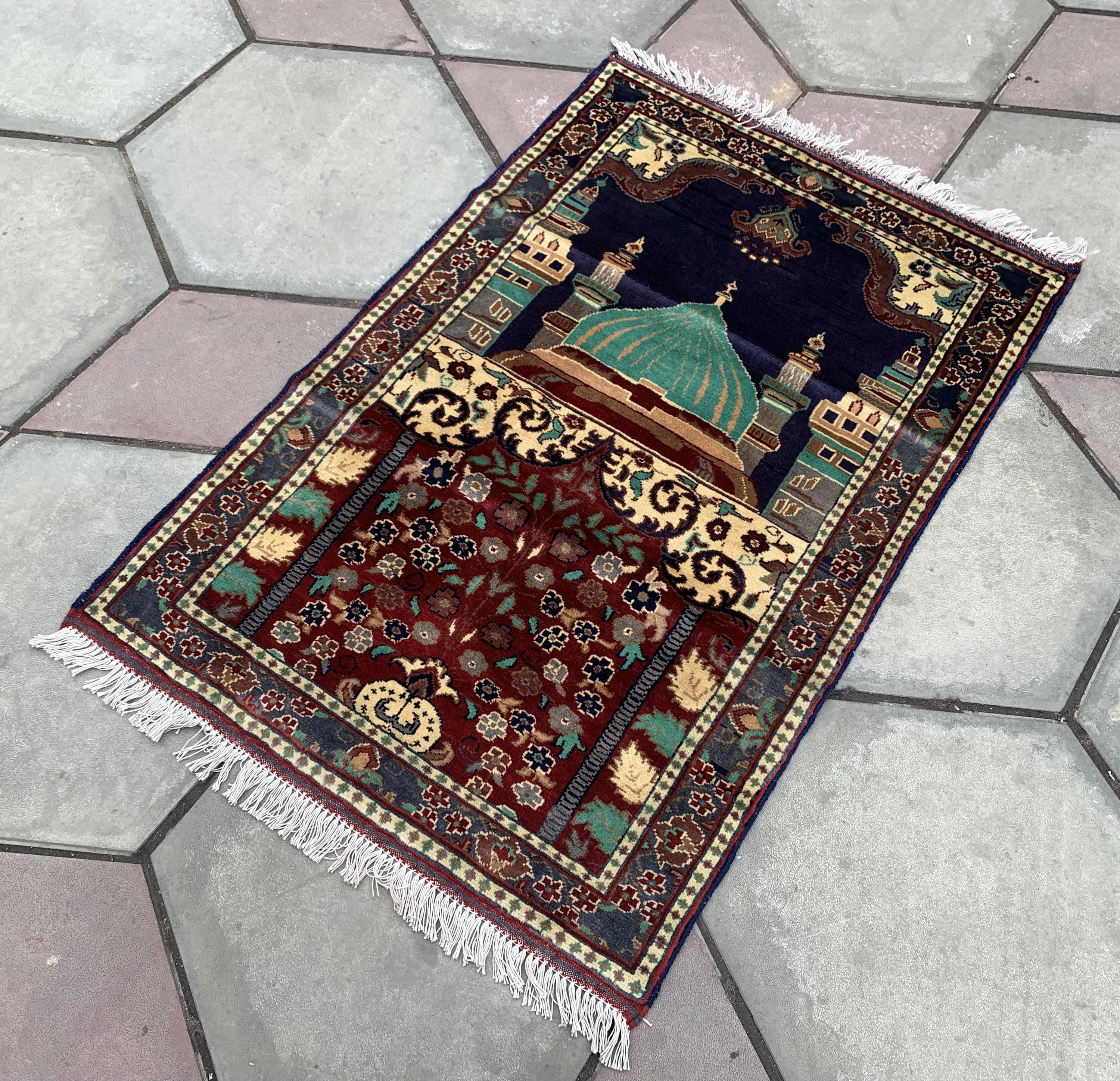 Handmade Prayer Mat – 4.2x2.8 ft | Islamic Rug | Muslim Prayer Rug | Soft & Luxurious Sajjadah | Turkish Style Janamaz | Islamic Gift