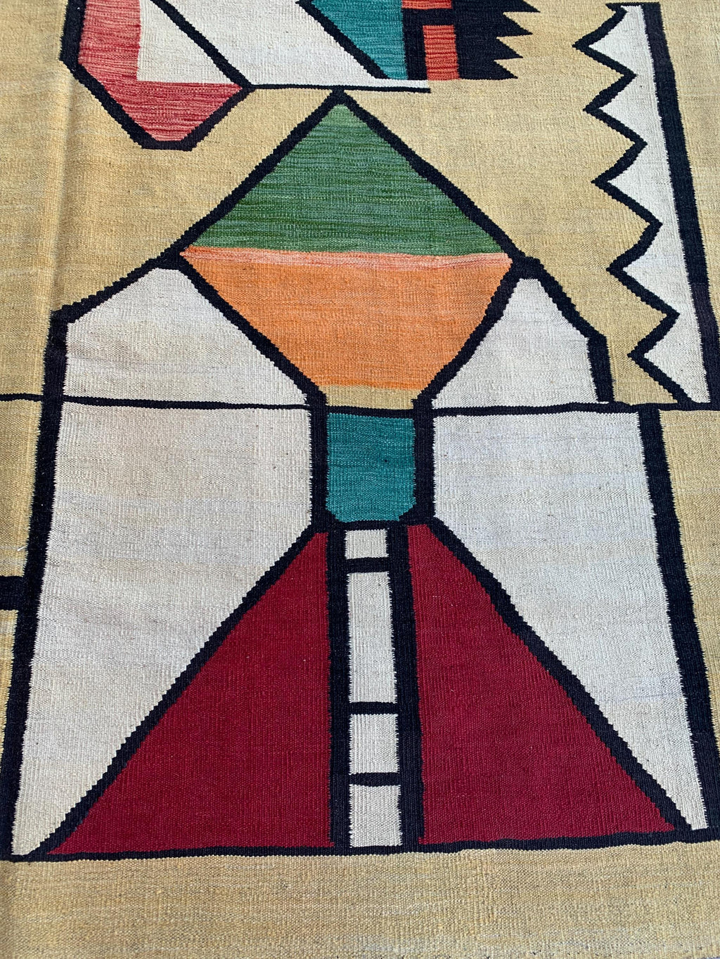 8x10 Handmade Afghan Kilim Rug–Abstract Geometric Tribal Art – Colorful Wool Flatweave, Kids Room Rug, Rug For Living Room 9.6 x 8.2 ft