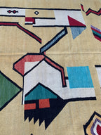 8x10 Handmade Afghan Kilim Rug–Abstract Geometric Tribal Art – Colorful Wool Flatweave, Kids Room Rug, Rug For Living Room 9.6 x 8.2 ft