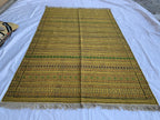 7x10 Handmade Afghan Kilim Rug Striped Nomadic Wool Carpet Yellow Bohemian Flatweave, Perfect For Farmhouse, Countryside Home 10.2x6.5