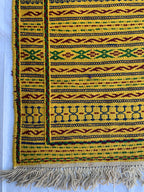7x10 Handmade Afghan Kilim Rug Striped Nomadic Wool Carpet Yellow Bohemian Flatweave, Perfect For Farmhouse, Countryside Home 10.2x6.5