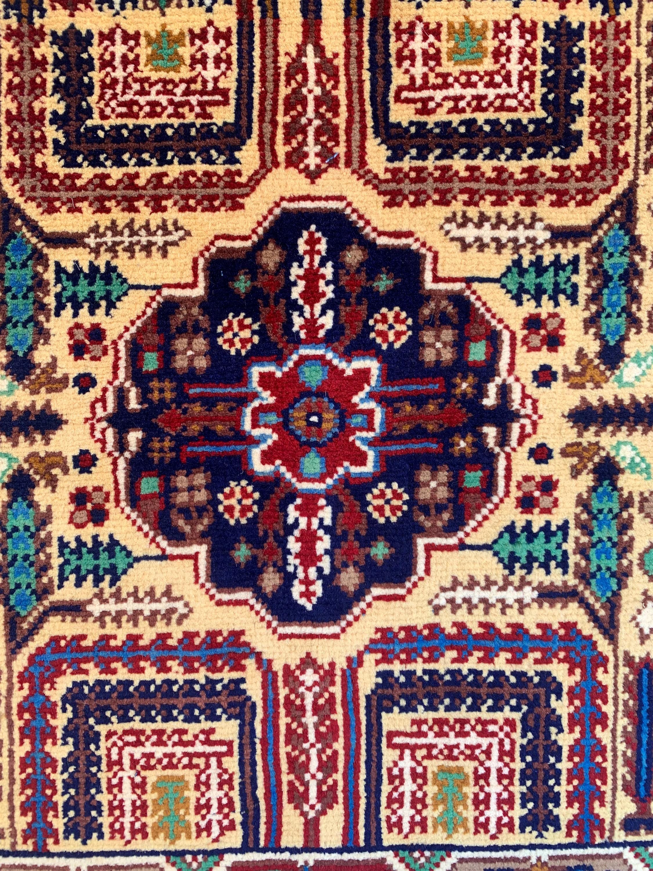 3x13 Handmade Afghan Gandum Naksha Runner Tribal Wool Rug, Traditional Geometric Hallway Carpet, Nomadic Bohemian Long Rug 13x2.8 ft