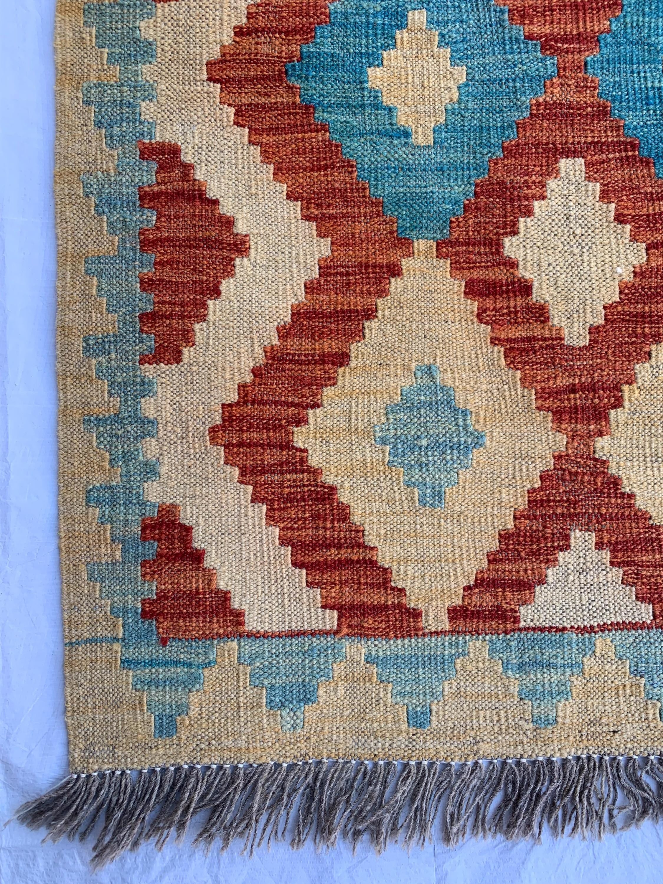 3x10 Handwoven Afghan Chobi Kilim Runner Multicolor Wool Rug with Geometric Tribal Design, Perfect for Hallway or Entryway Decor 9.6x2.10 ft
