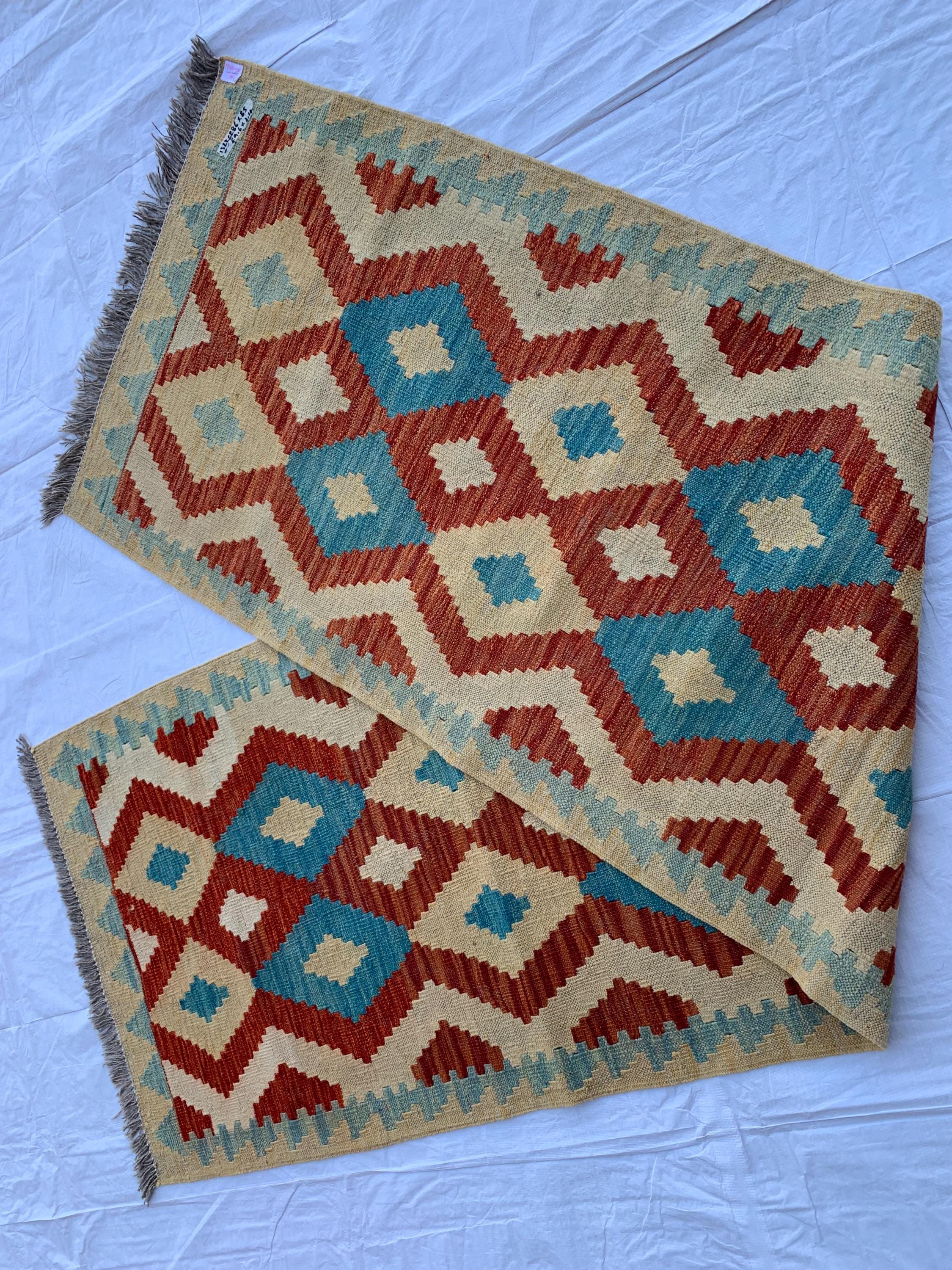3x10 Handwoven Afghan Chobi Kilim Runner Multicolor Wool Rug with Geometric Tribal Design, Perfect for Hallway or Entryway Decor 9.6x2.10 ft
