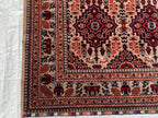 6.4x5 ft Handmade Afghan Tribal Rug – Vintage Wool Area Carpet, Red & Beige Geometric Bokhara Design, Perfect for living Room, Bedroom Rug