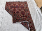 6.4x5 ft Handmade Afghan Tribal Rug – Vintage Wool Area Carpet, Red & Beige Geometric Bokhara Design, Perfect for living Room, Bedroom Rug