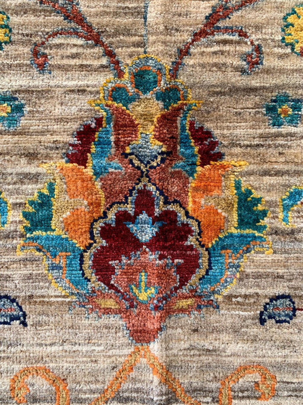 5x7 Hand-Knotted Chobi Rug Beige & Multicolor Wool Carpet, Traditional Floral Design, Rug for Living Room, Dining room Modern Rug 6.6x4.9 ft