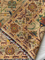 5x7 Hand-Knotted Chobi Rug Beige & Multicolor Wool Carpet, Traditional Floral Design, Rug for Living Room, Dining room Modern Rug 6.6x4.9 ft
