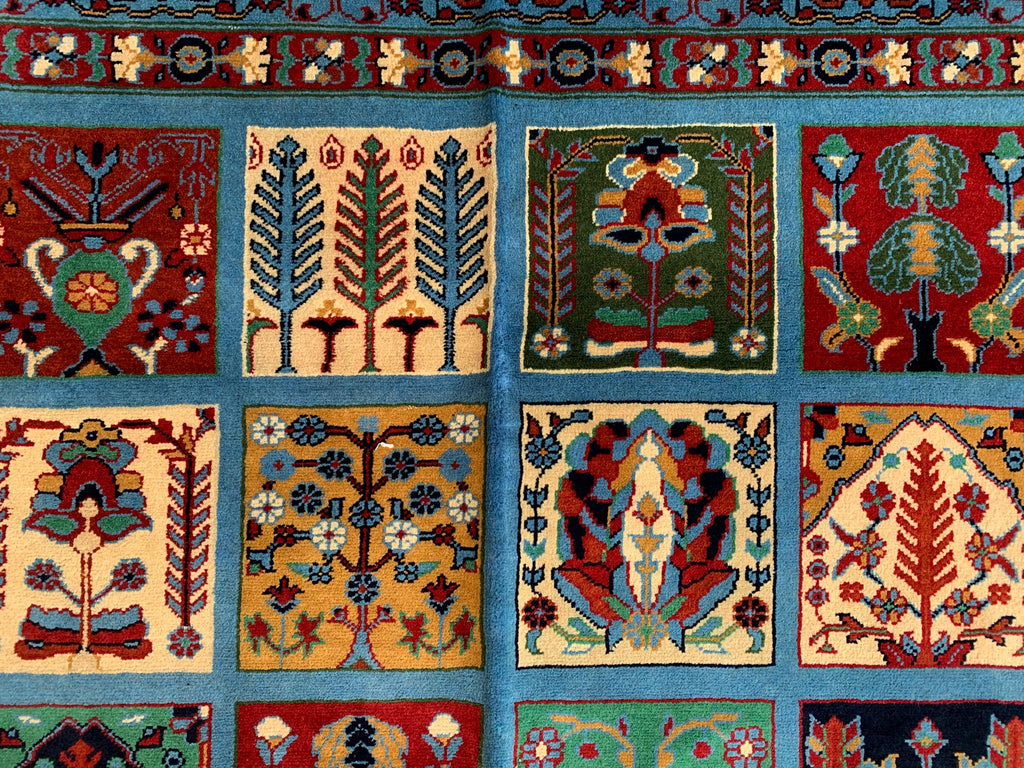 5x7 Navy Blue Hand-Knotted Ayni Rug – Afghan Tribal Multicolor Wool Carpet, Traditional Floral Design, Rug for Living Room, 6.6x4.9 ft