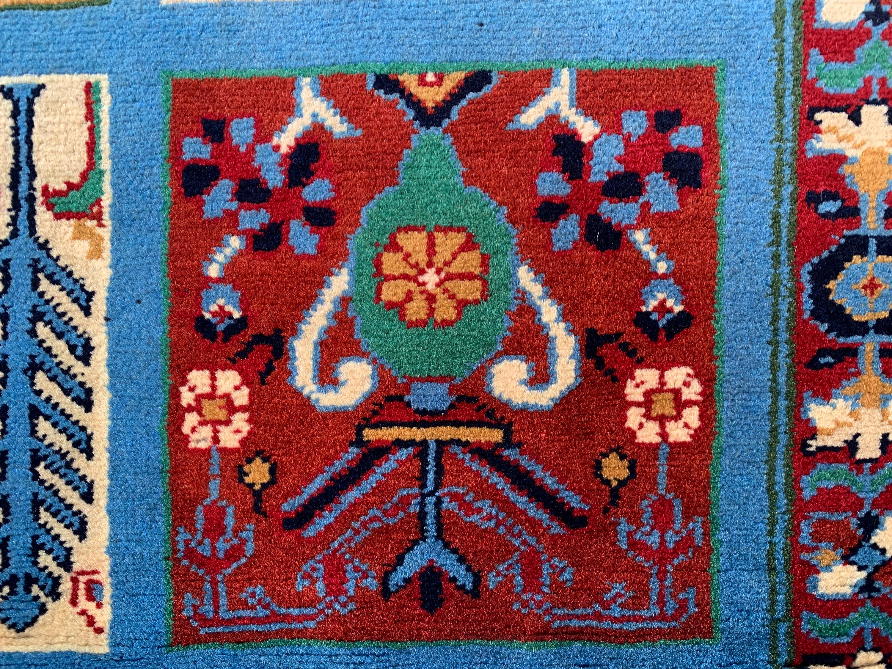 5x7 Navy Blue Hand-Knotted Ayni Rug – Afghan Tribal Multicolor Wool Carpet, Traditional Floral Design, Rug for Living Room, 6.6x4.9 ft