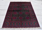 5x7 Authentic Bukhara Khal Mohammadi Rug-Handwoven Afghan Wool Carpet- Rich Red Green Tones, Geometric Patterns, Living Room Rug 6.10x5.1 ft