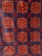 7x10ft Large Old Design Patnus Gul Rug– Turkmen Afghan Wool Carpet with Traditional Geometric Patterns in Rich Navy Blue & Deep Red 6.6x9.8