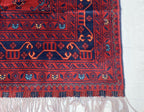 7x10 Sitara Naksha Rug – Handmade Afghan Wool Carpet with Traditional Geometric Patterns in Rich Red & Blue – Living Room Rug 6.6x9.8 ft