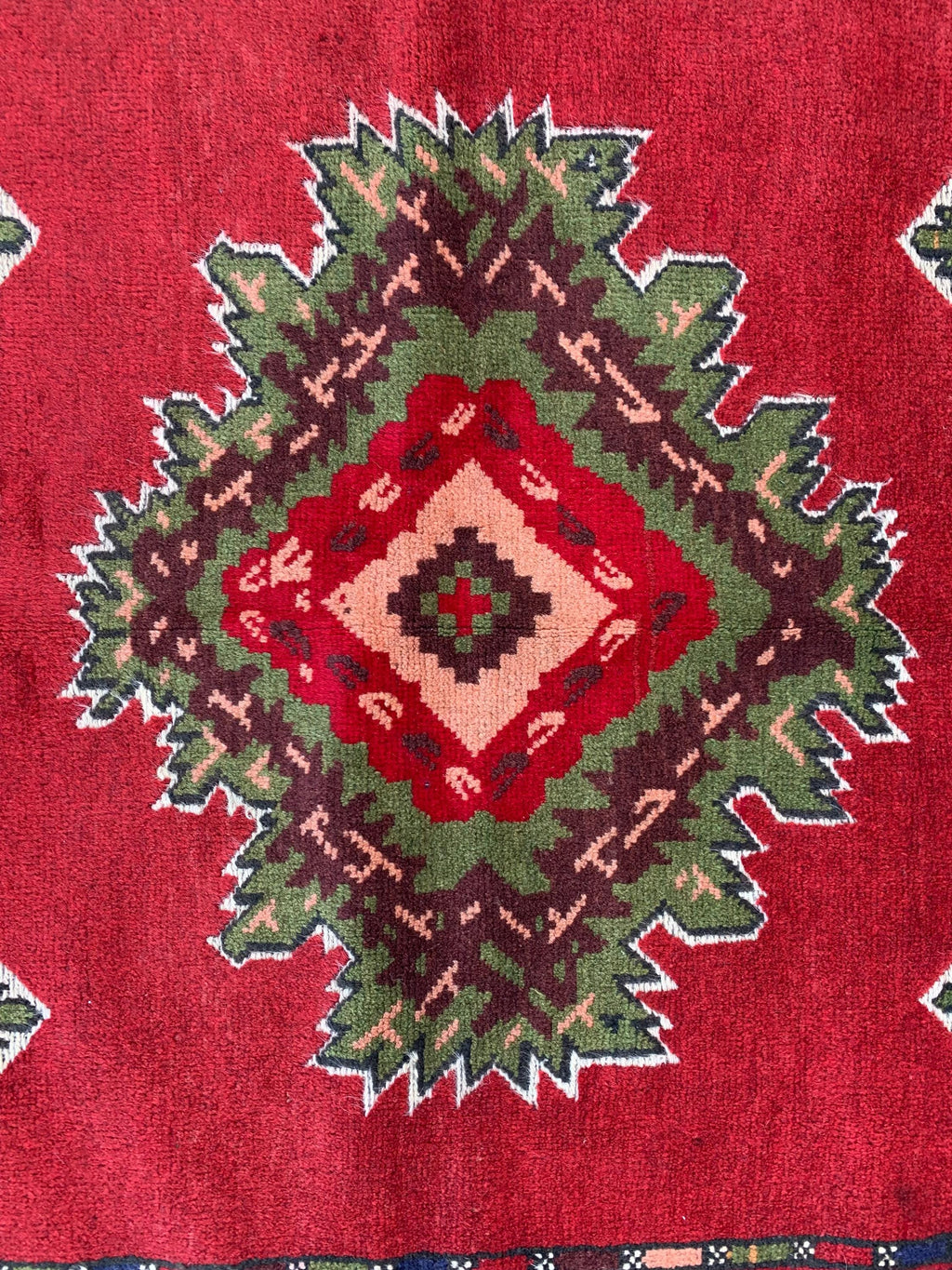 4x6 Vintage Herati Rug – Handmade Wool Carpet with Intricate Floral Patterns in Red, Green, and Blue – Living Room Rug, Hallway Rug 4.3x6.4