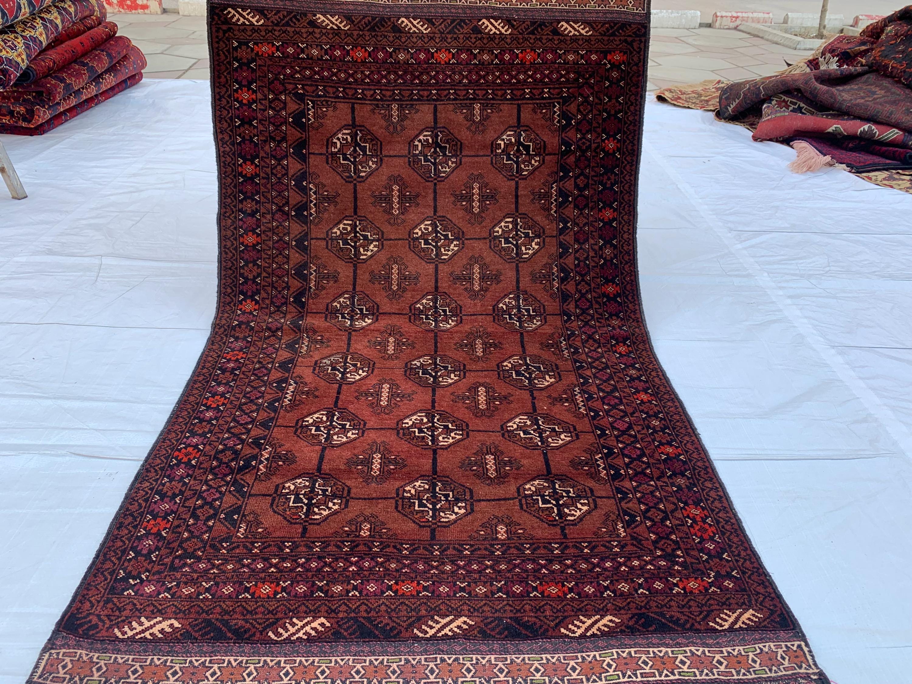 Vintage Mawrai Gul Rug 3.2x5.4 ft – Timeless Handwoven Tribal Design, Traditional Persian-Inspired Pattern, Authentic Wool Carpet for Boho