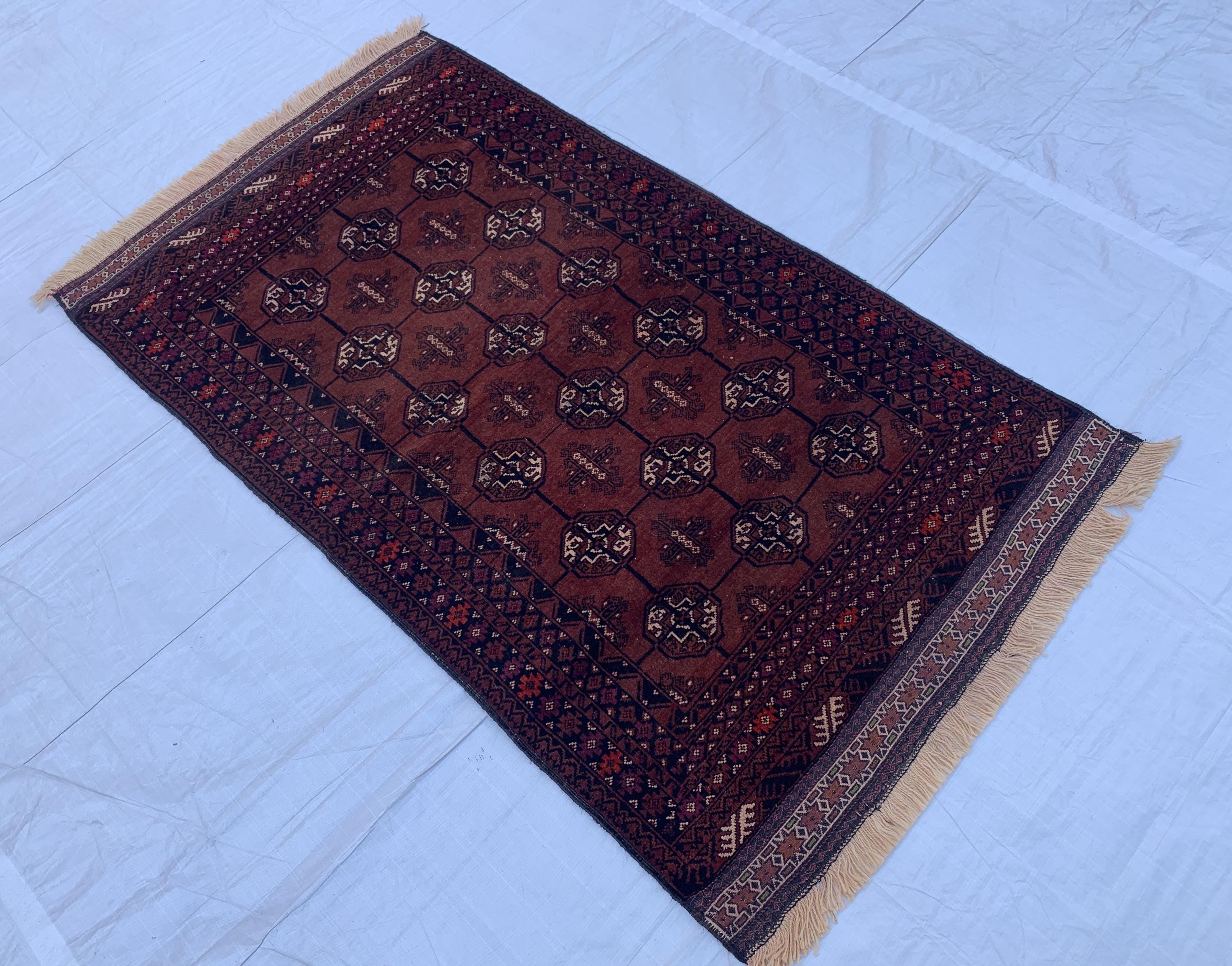Vintage Mawrai Gul Rug 3.2x5.4 ft – Timeless Handwoven Tribal Design, Traditional Persian-Inspired Pattern, Authentic Wool Carpet for Boho
