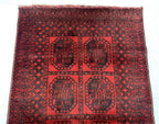 43-Year-Old Afghan Elephant Foot Rug 3.5x5.11 ft | Hand-Knotted Wool Tribal Carpet | Red & Black Vintage Baluch Rug, Collectible Rug 102x178