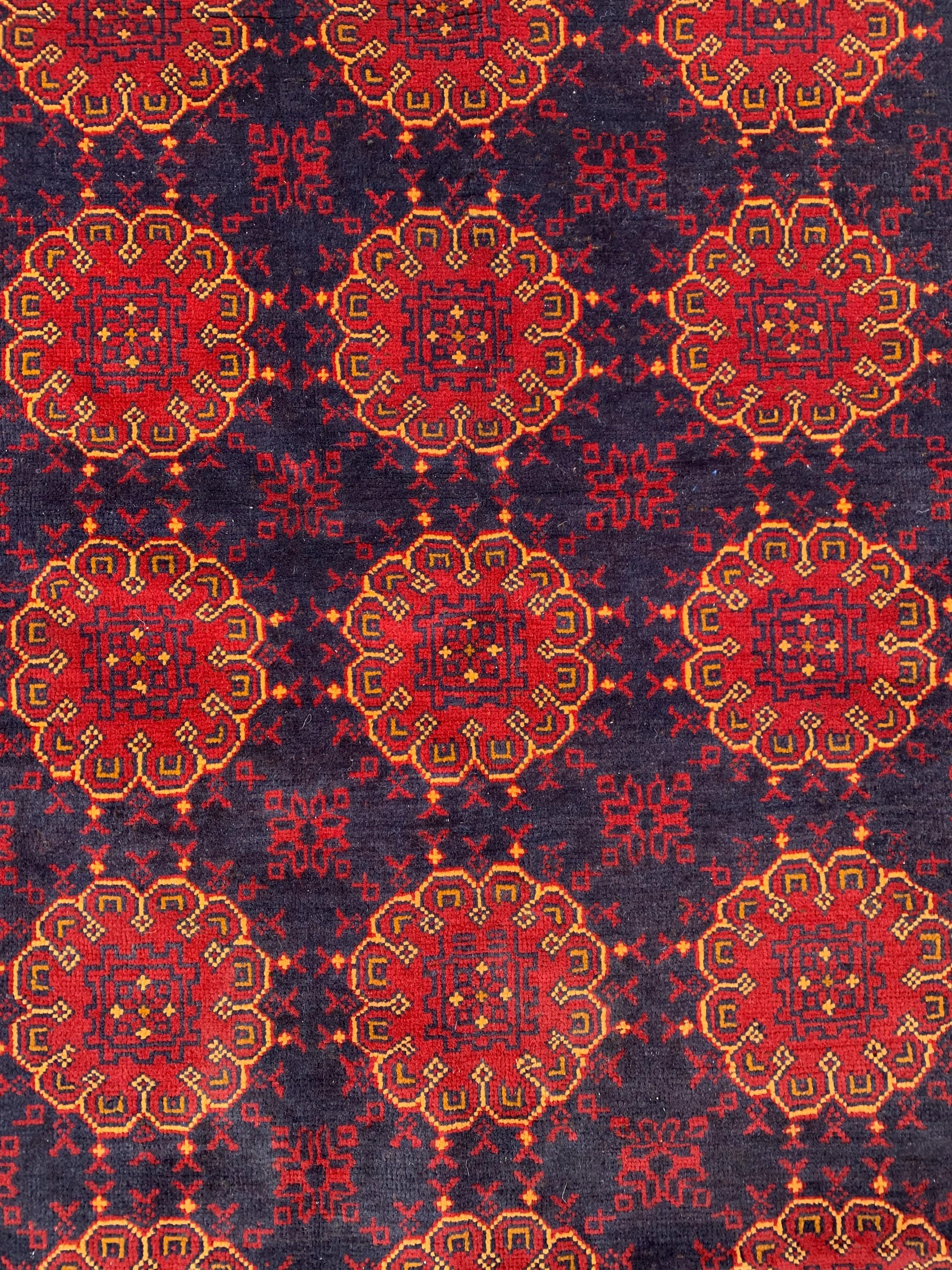 5x8 Patnus Gul Rug – Handmade Afghan Wool Carpet with Traditional Geometric Patterns in Red & Black – Living Room Rug, Bedroom Rug 165x238