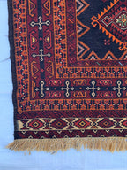 5x7 Vintage Surma Kilim – Handmade Afghan Flatweave Rug with Bold Geometric Patterns in Brown & Black – Living Room Rug, Rustic 4.7x6.7 ft