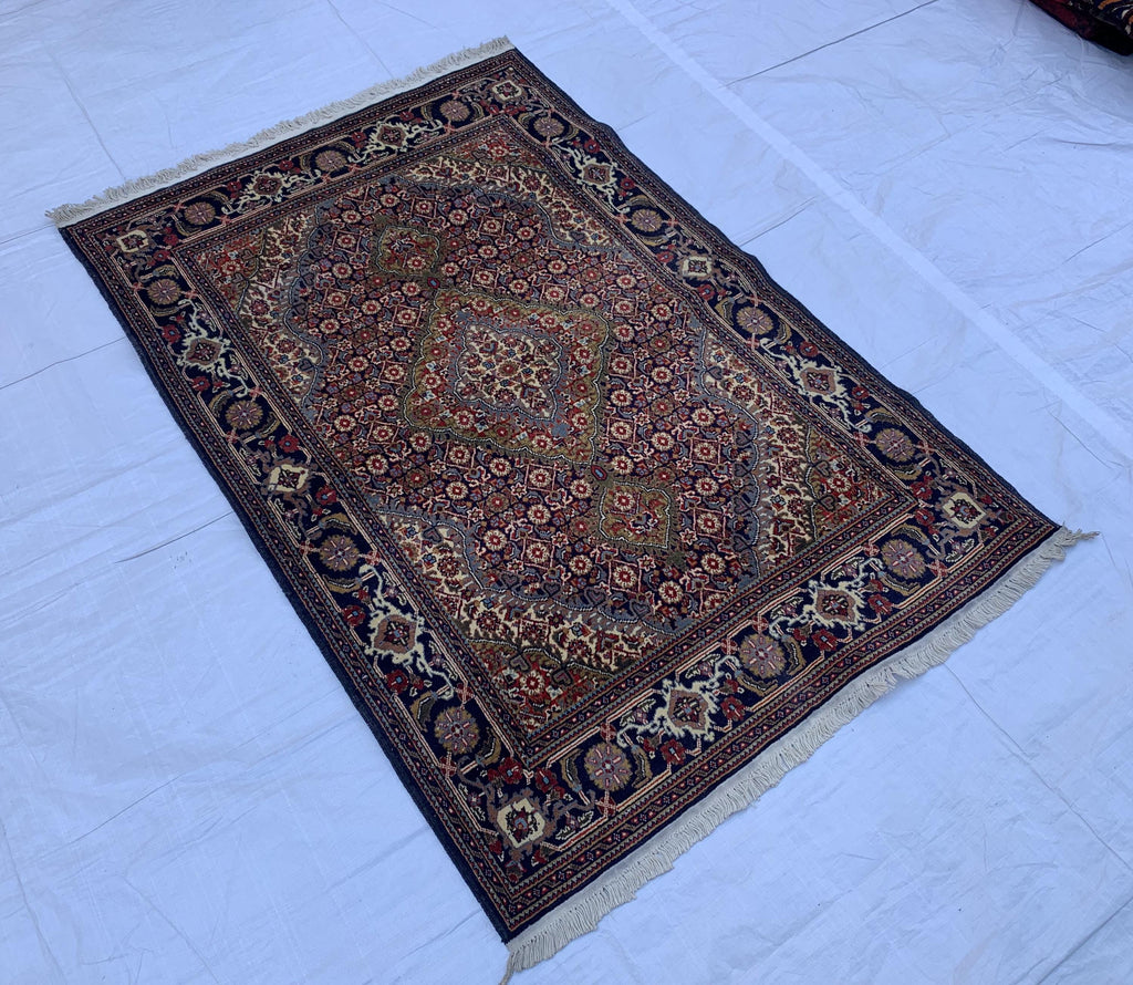 3x5 Tabriz Rug Hand-Knotted Wool Persian Afghan Carpet, Vibrant Multicolor Rug, Rug For Living Room, Bedroom Rug, Small Size Rug 4.11x3.4 ft