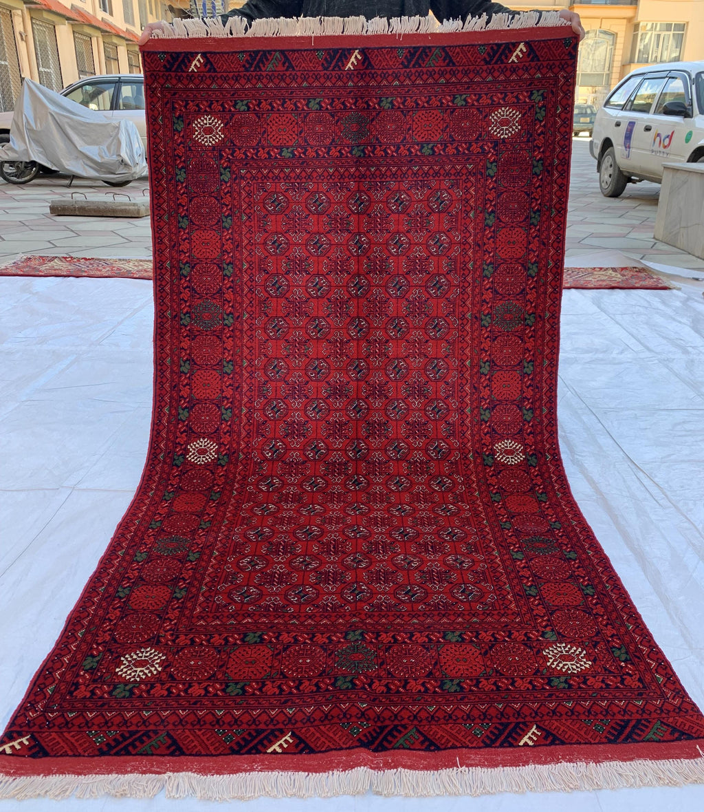 3x6 Mawrai Gul Rug, Red & Green Persian Area Rug, Traditional, Boho, Living Room, Bedroom, Afghan Carpet, Custom Home Decor 6.3x3.4 ft