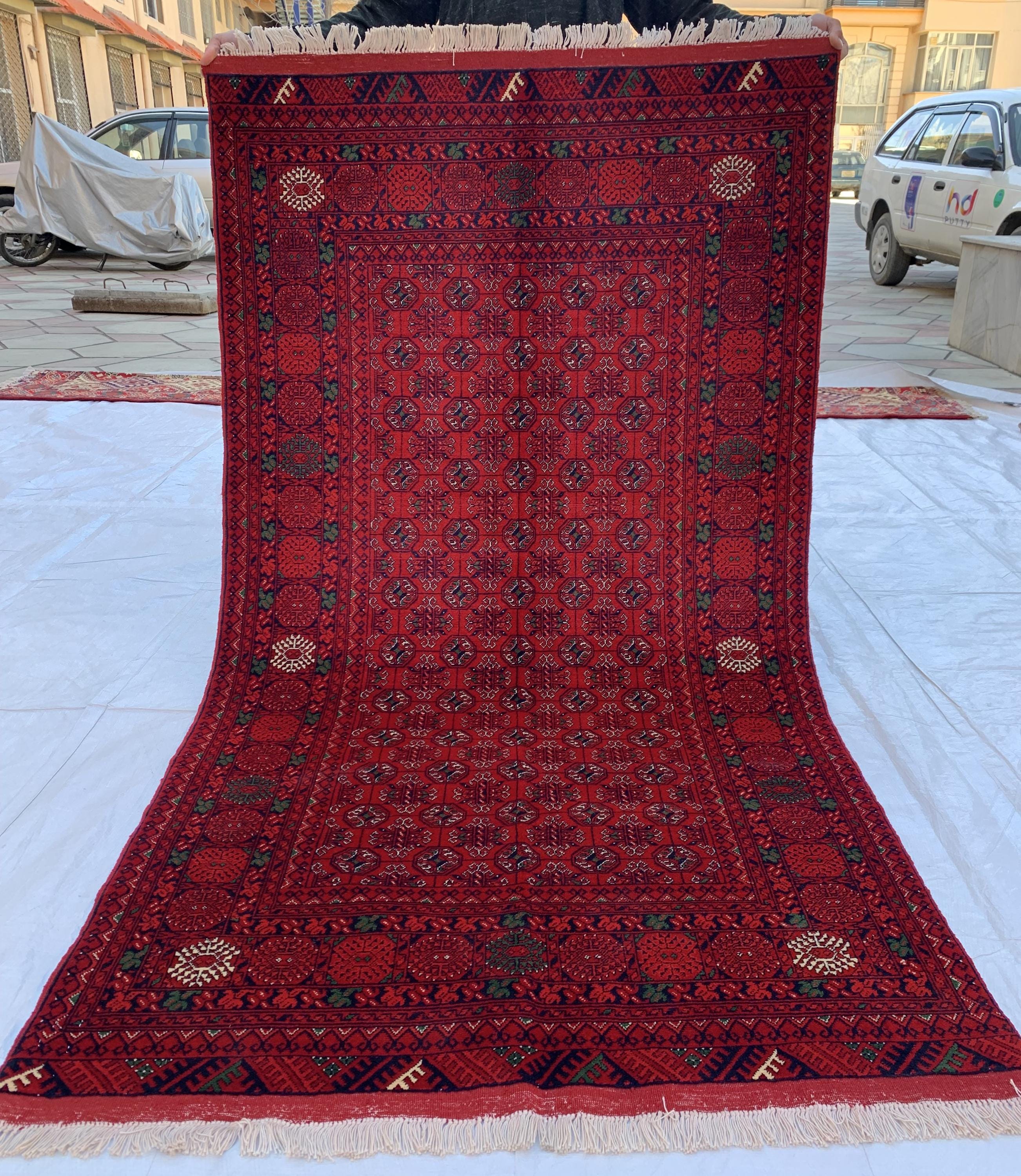 3x6 Mawrai Gul Rug, Red & Green Persian Area Rug, Traditional, Boho, Living Room, Bedroom, Afghan Carpet, Custom Home Decor 6.3x3.4 ft