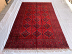 6x10 Handmade Khal Mohammadi Rug– Persian Tribal Carpet, Afghan Wool Rug, Traditional Red and Black Design, Boho Chic Floor Decor 9.8x6.5 ft