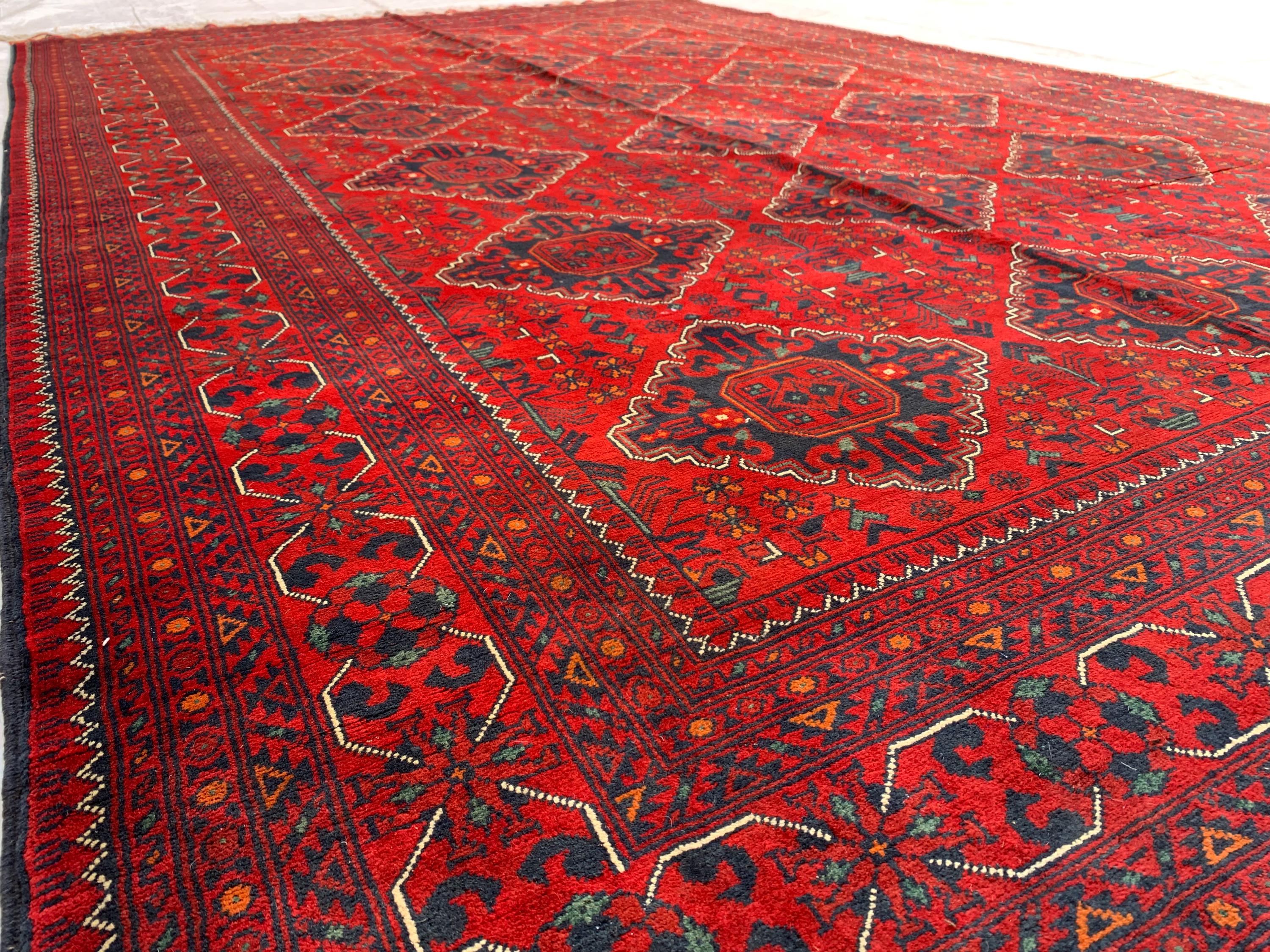 6x10 Handmade Khal Mohammadi Rug– Persian Tribal Carpet, Afghan Wool Rug, Traditional Red and Black Design, Boho Chic Floor Decor 9.8x6.5 ft
