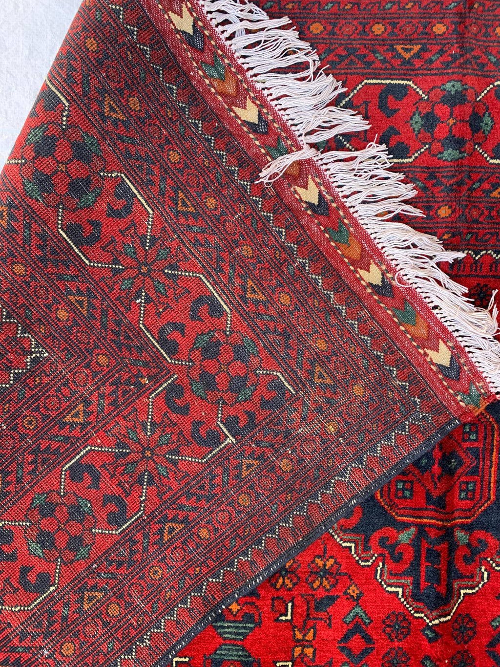 6x10 Handmade Khal Mohammadi Rug– Persian Tribal Carpet, Afghan Wool Rug, Traditional Red and Black Design, Boho Chic Floor Decor 9.8x6.5 ft