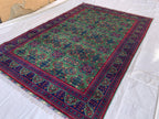 7x10 Green Khal Mohammadi Bukhara Rug– Afghan Tribal Carpet, Geometric Wool Rug, Rug for Living Room, Boho Chic Floor Decor 9.8x6.5 ft