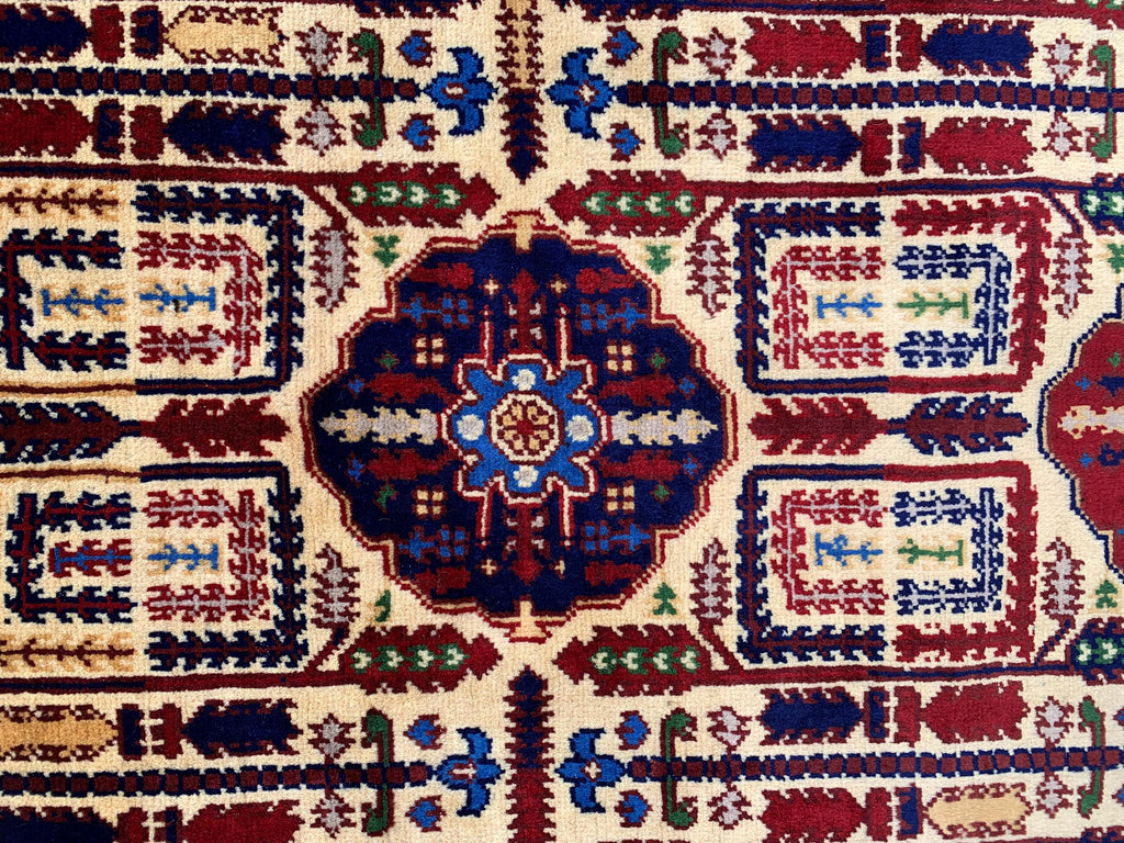8x11 Authentic Gandum Naksha Afghan Rug, Handwoven, Traditional, Persian, Wool Carpet, Boho Home Decor, Large Area Rug 11.4x8.2 ft
