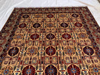 8x11 Authentic Gandum Naksha Afghan Rug, Handwoven, Traditional, Persian, Wool Carpet, Boho Home Decor, Large Area Rug 11.4x8.2 ft