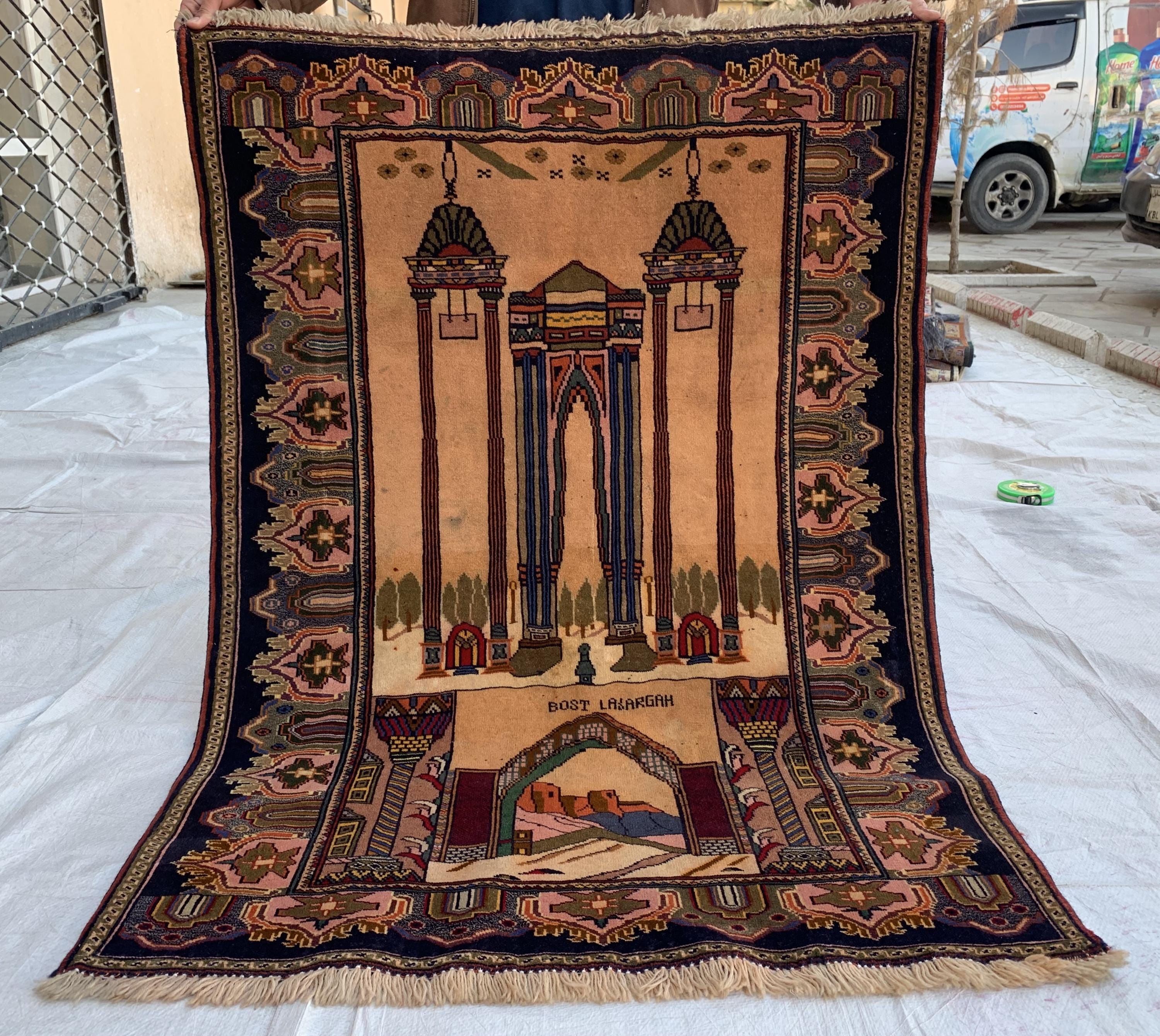 3x4 Handmade Vintage Afghan Rug-Laraghah Wool Carpet, Oriental Tribal Decor, Collectible Rug, Wall Hanging Rug Decorative Rug 4.3x3.2 ft