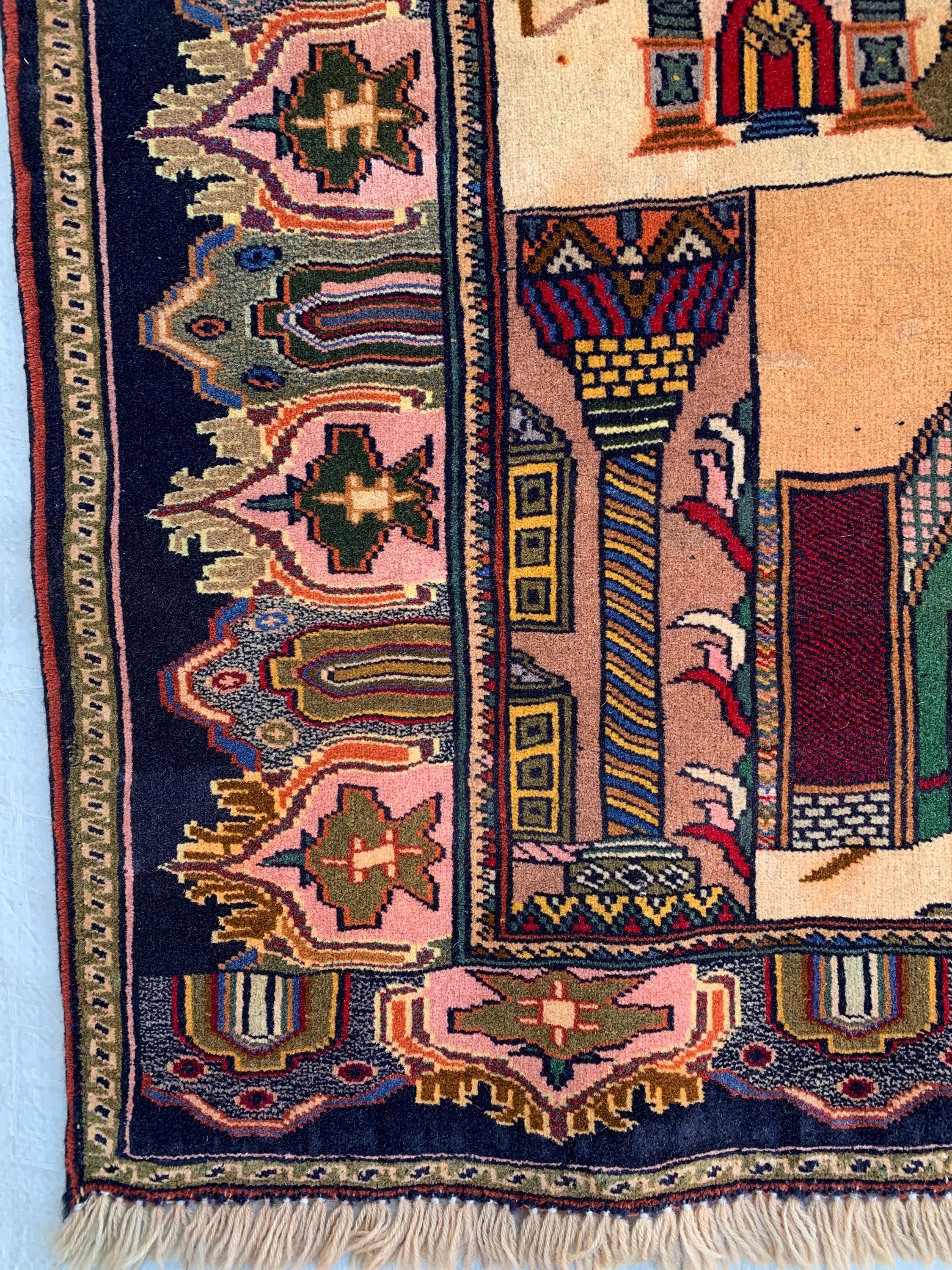 3x4 Handmade Vintage Afghan Rug-Laraghah Wool Carpet, Oriental Tribal Decor, Collectible Rug, Wall Hanging Rug Decorative Rug 4.3x3.2 ft
