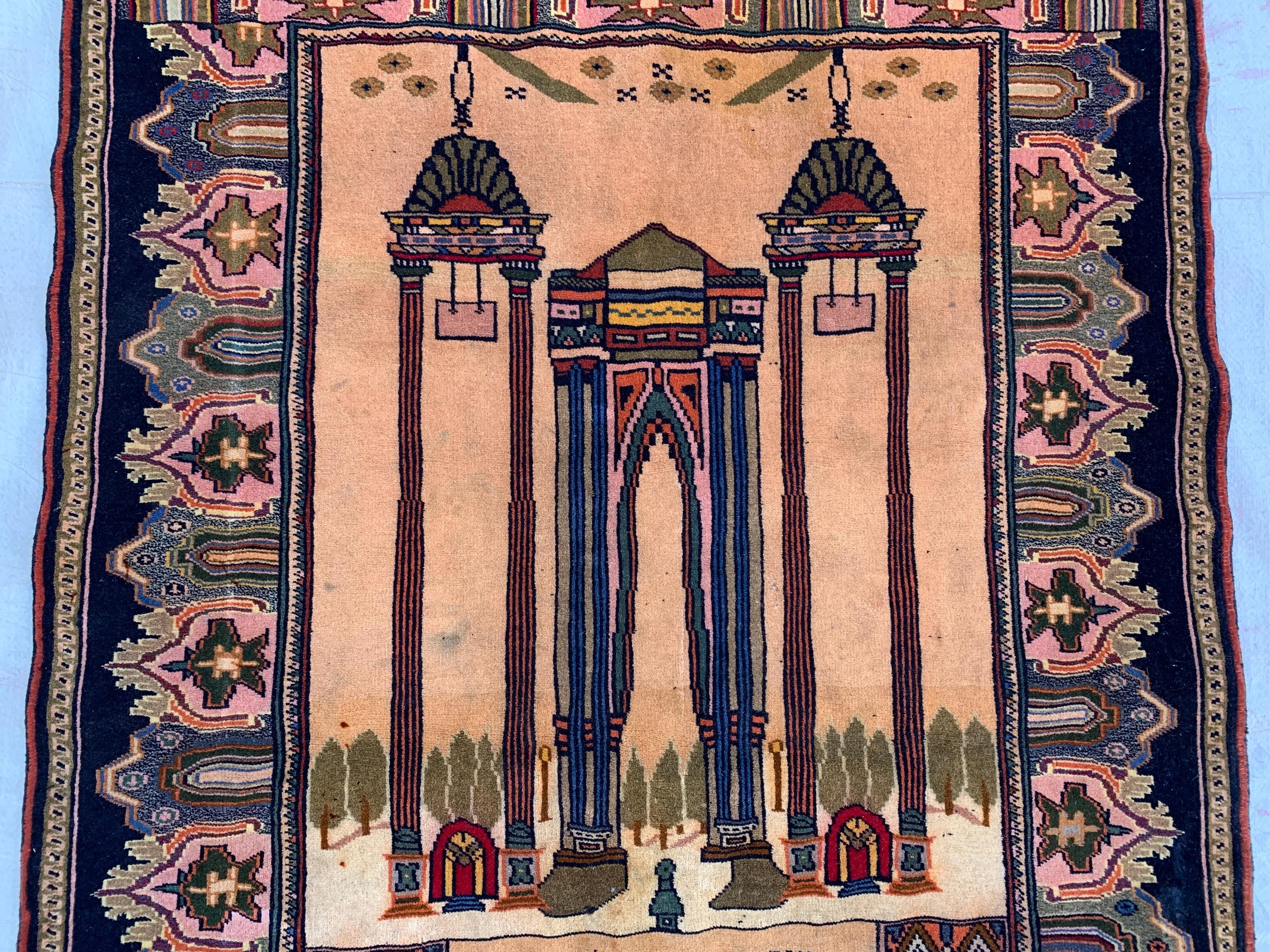 3x4 Handmade Vintage Afghan Rug-Laraghah Wool Carpet, Oriental Tribal Decor, Collectible Rug, Wall Hanging Rug Decorative Rug 4.3x3.2 ft