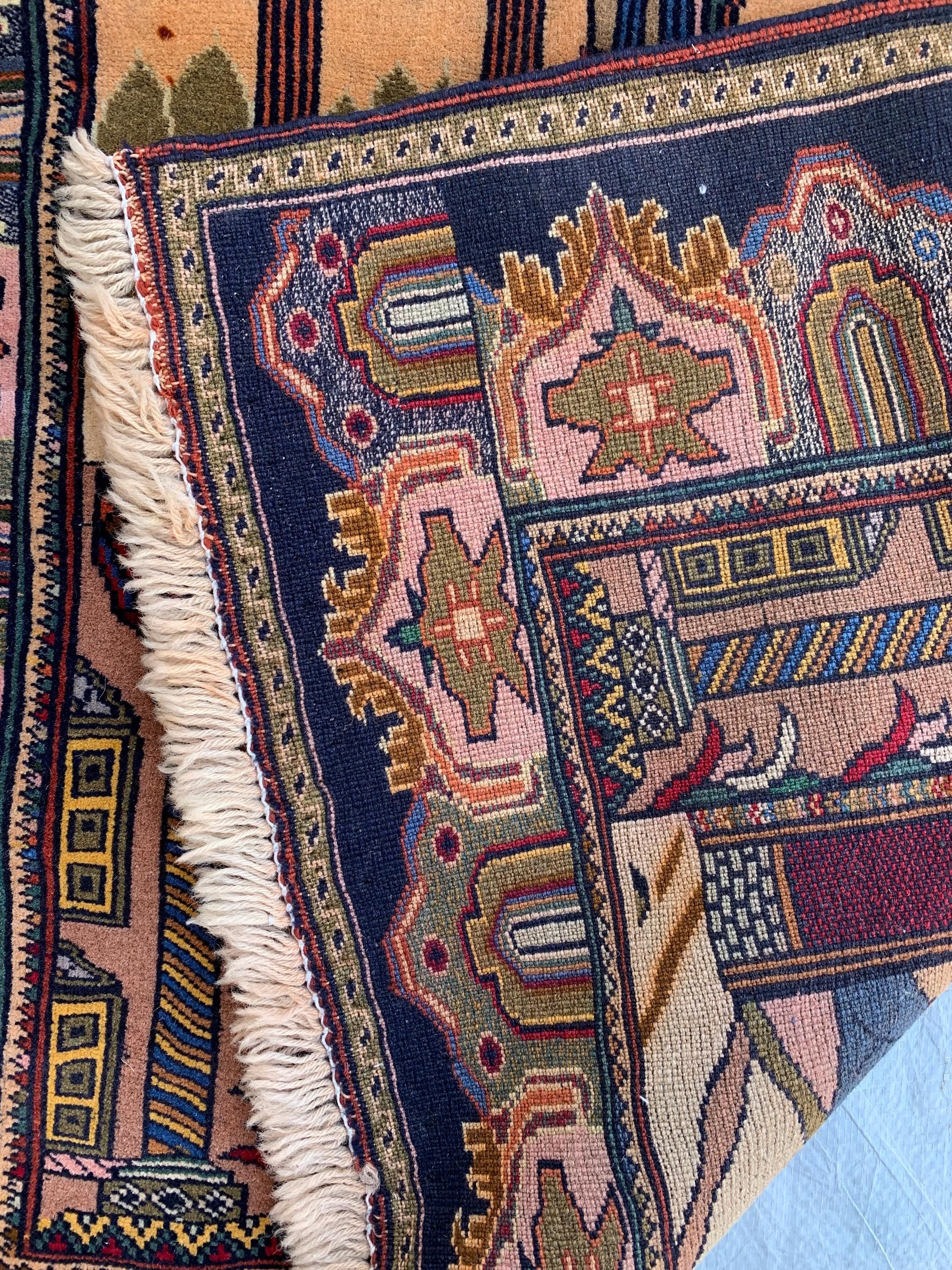 3x4 Handmade Vintage Afghan Rug-Laraghah Wool Carpet, Oriental Tribal Decor, Collectible Rug, Wall Hanging Rug Decorative Rug 4.3x3.2 ft