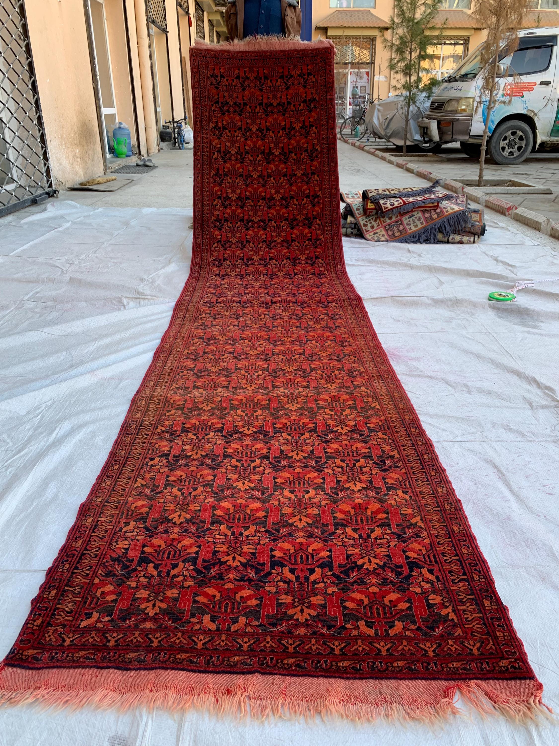 Vintage Khal Mohammadi Runner Rug–3x11ft Tribal Afghan Wool Hallway Carpet–Red Boho Long Rug–Handwoven Oriental Runner, collector tribal rug