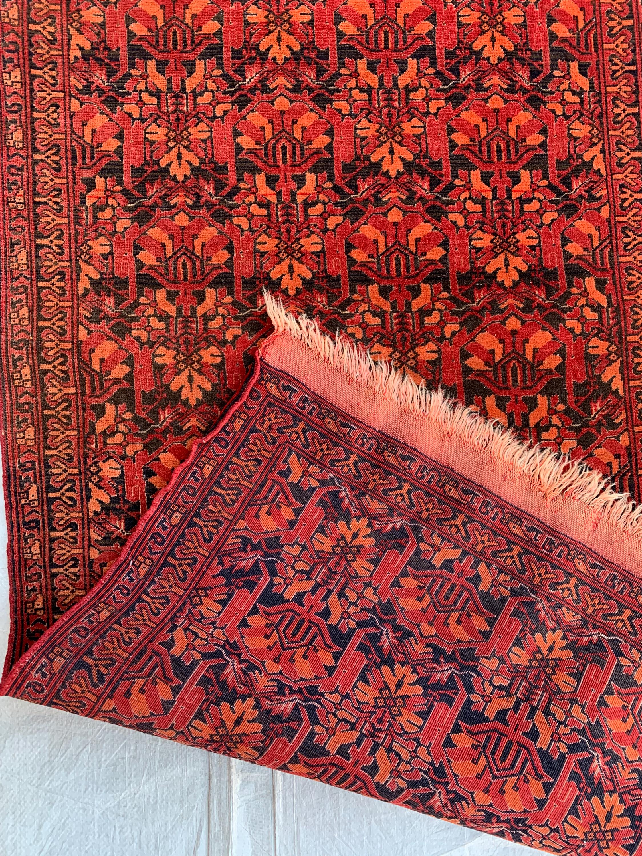 Vintage Khal Mohammadi Runner Rug–3x11ft Tribal Afghan Wool Hallway Carpet–Red Boho Long Rug–Handwoven Oriental Runner, collector tribal rug