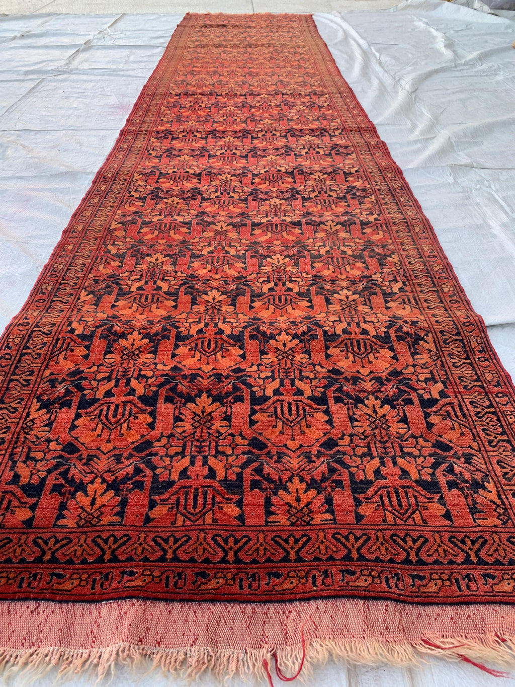 Vintage Khal Mohammadi Runner Rug–3x11ft Tribal Afghan Wool Hallway Carpet–Red Boho Long Rug–Handwoven Oriental Runner, collector tribal rug