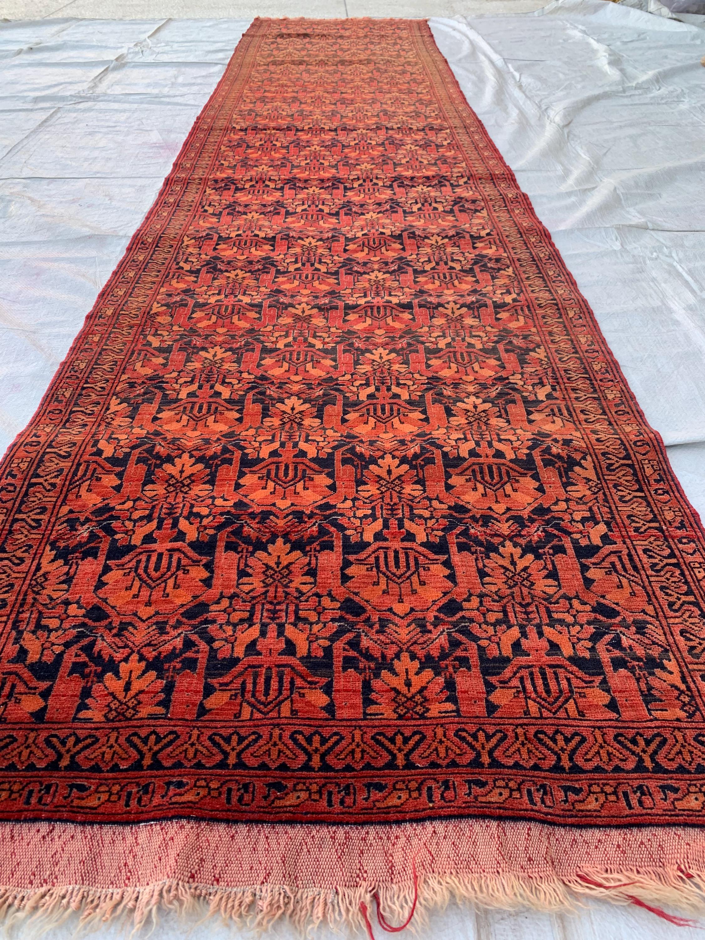 Vintage Khal Mohammadi Runner Rug–3x11ft Tribal Afghan Wool Hallway Carpet–Red Boho Long Rug–Handwoven Oriental Runner, collector tribal rug