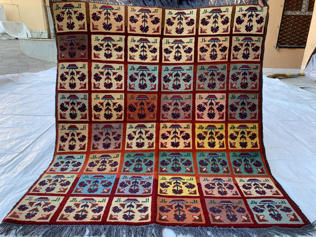 3x5 Handmade Afghan Wool Rug–Geometric Tribal Carpet, Boho Home Decor, Colorful Oriental Area Rug, Bedroom Rug, Office Rug 5.2x3.1 ft