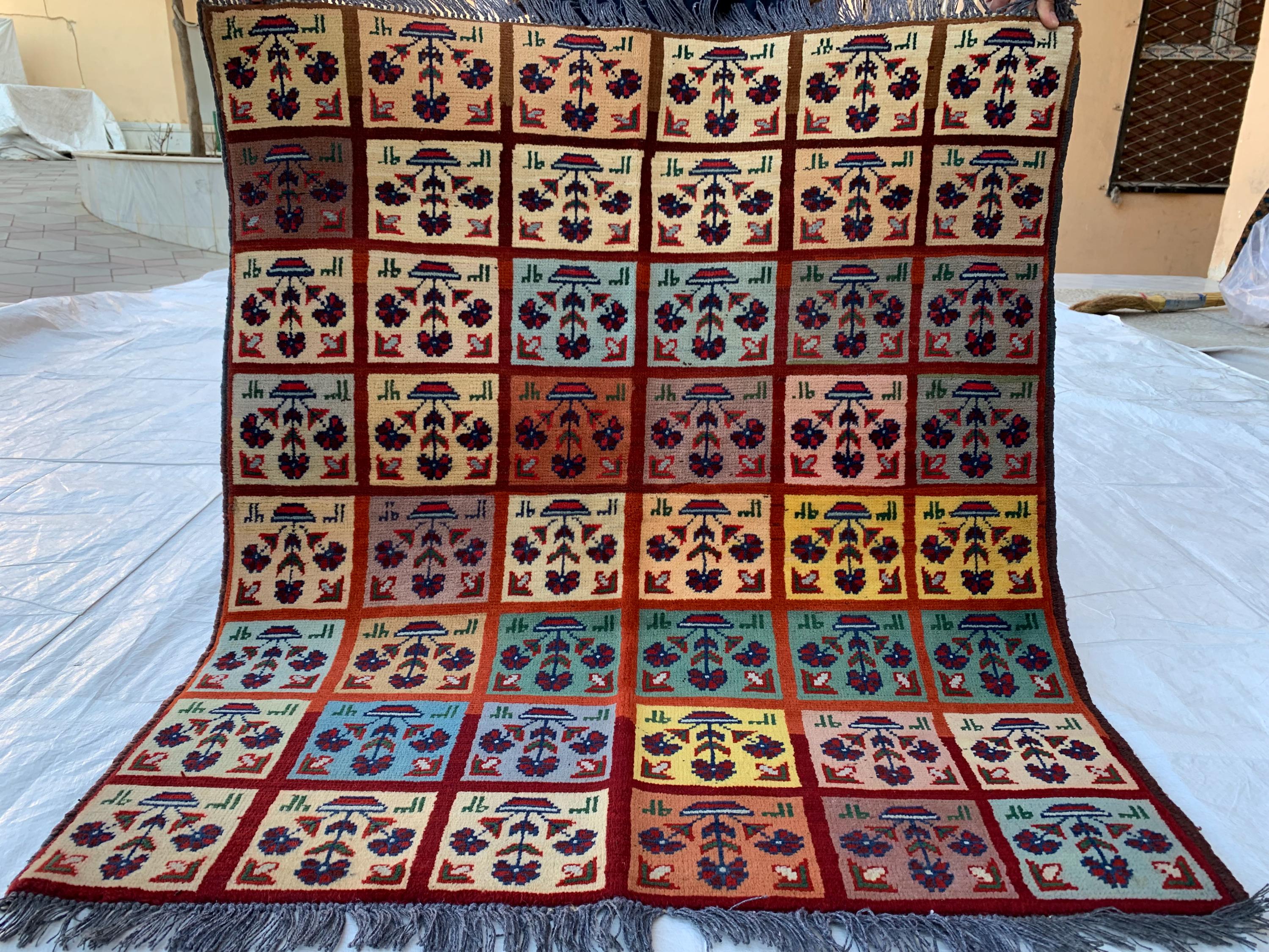 3x5 Handmade Afghan Wool Rug–Geometric Tribal Carpet, Boho Home Decor, Colorful Oriental Area Rug, Bedroom Rug, Office Rug 5.2x3.1 ft