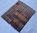3x5 Handmade Afghan Wool Rug–Geometric Tribal Carpet, Boho Home Decor, Colorful Oriental Area Rug, Bedroom Rug, Office Rug 5.2x3.1 ft