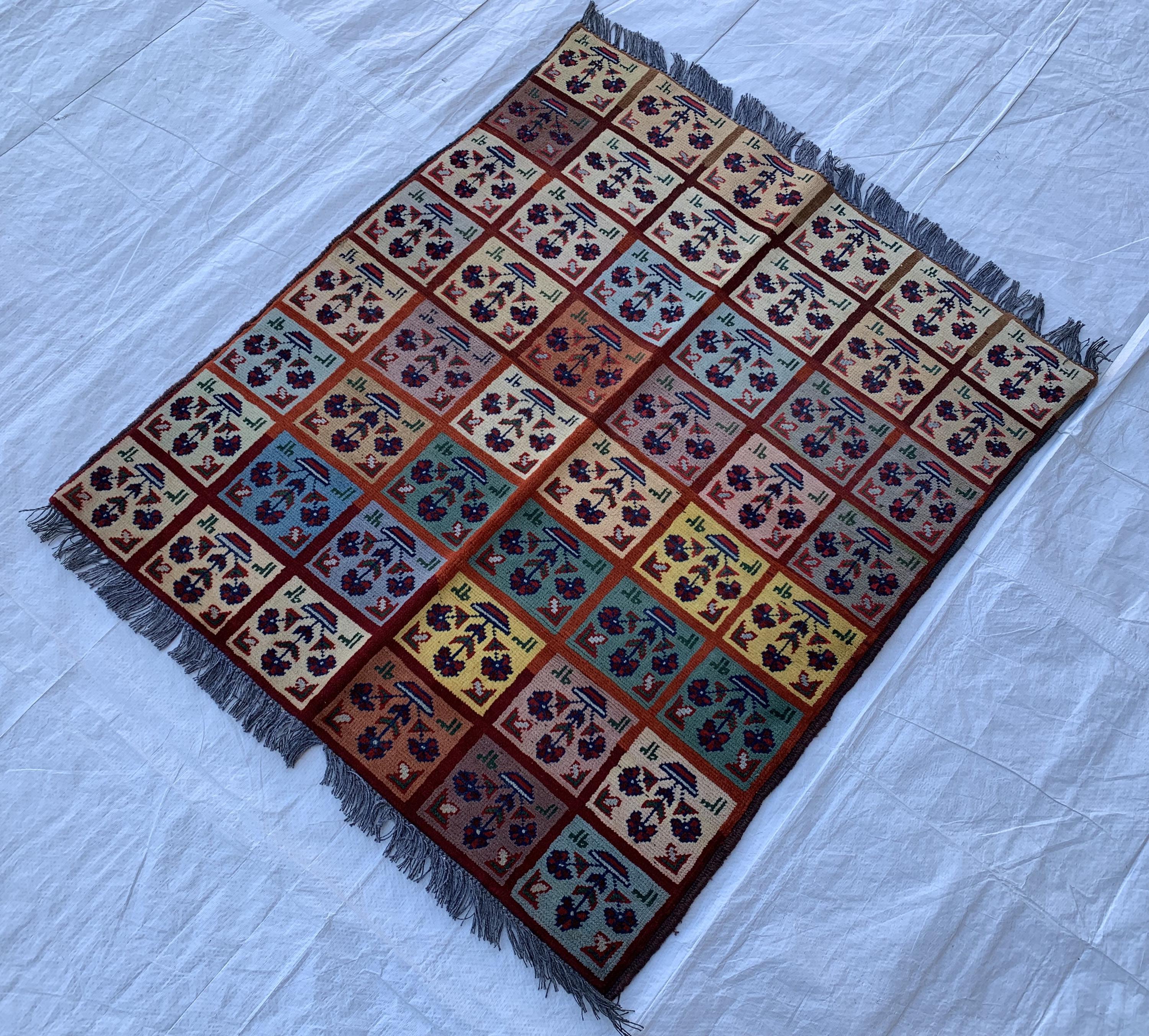 3x5 Handmade Afghan Wool Rug–Geometric Tribal Carpet, Boho Home Decor, Colorful Oriental Area Rug, Bedroom Rug, Office Rug 5.2x3.1 ft