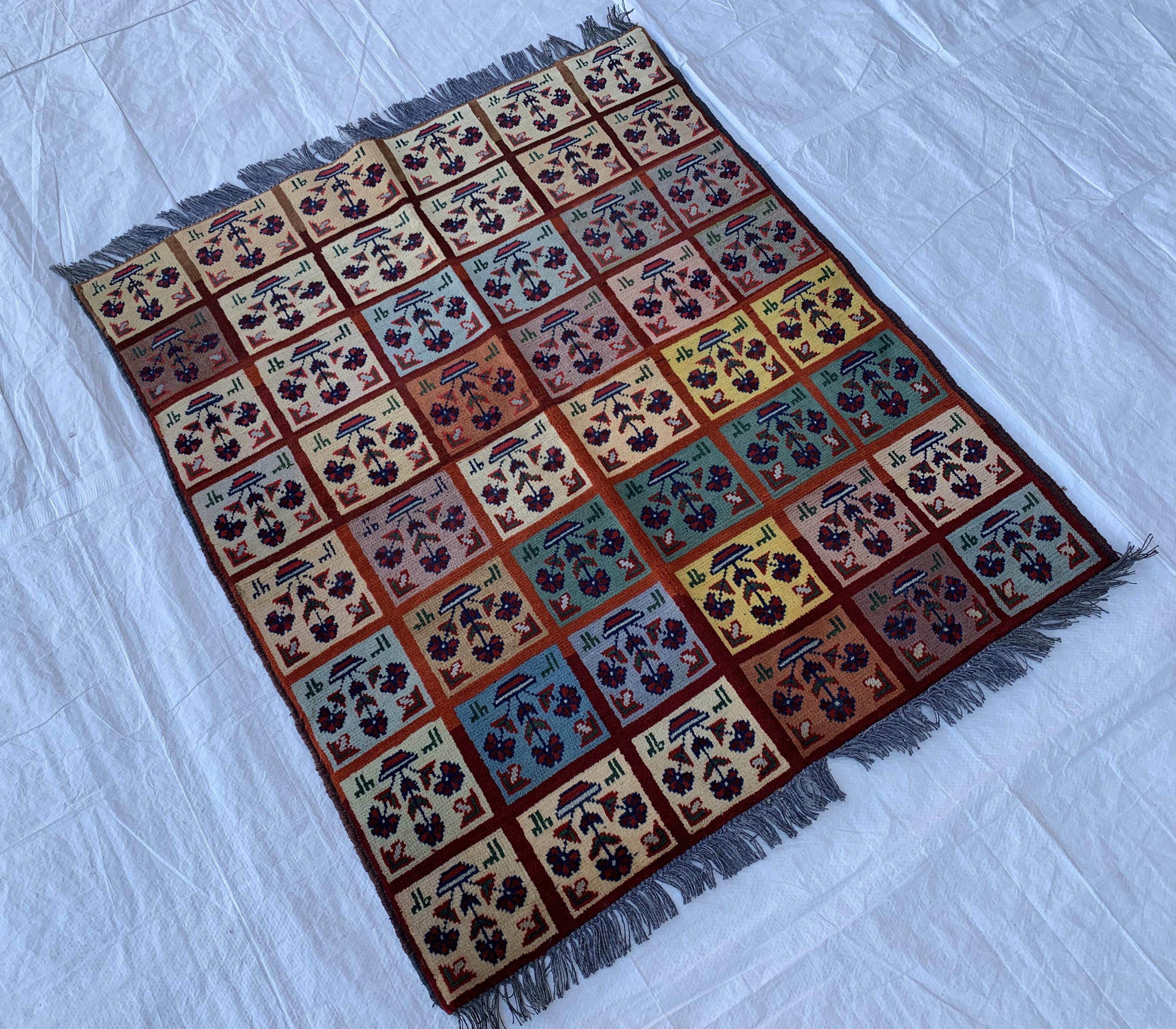 3x5 Handmade Afghan Wool Rug–Geometric Tribal Carpet, Boho Home Decor, Colorful Oriental Area Rug, Bedroom Rug, Office Rug 5.2x3.1 ft