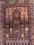40-Year-Old Vintage Prayer Mat – 4.3x2.5 ft – Handmade Wool Rug, Islamic Prayer Carpet, Antique Afghan Sajjadah, Collectible Tribal Decor