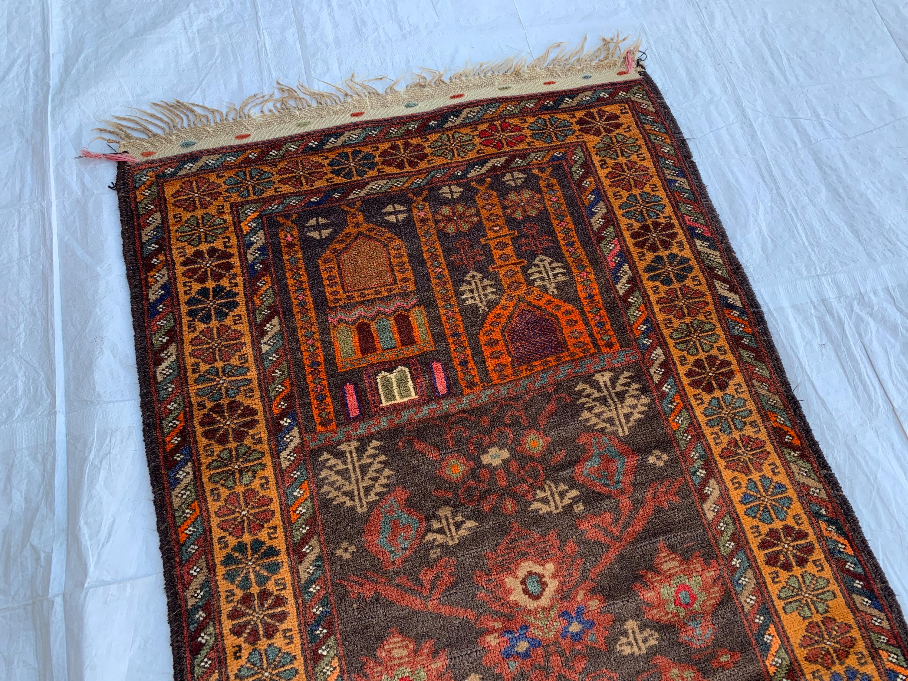 Vintage Prayer Mat – 4.8x2.9 ft – Handmade Wool Rug, Islamic Prayer Carpet, Antique Afghan Sajjadah, Collectible Tribal Decor