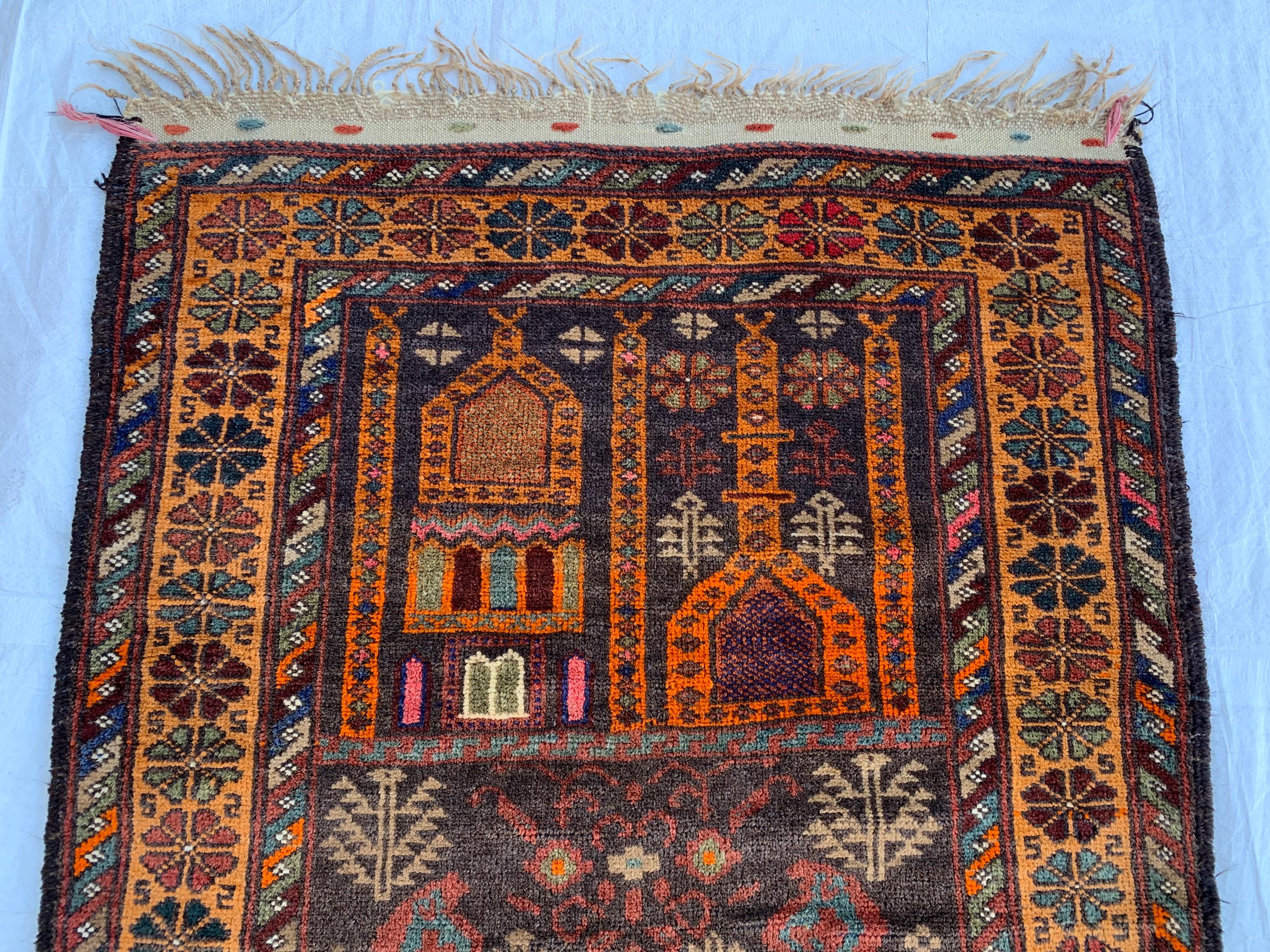 Vintage Prayer Mat – 4.8x2.9 ft – Handmade Wool Rug, Islamic Prayer Carpet, Antique Afghan Sajjadah, Collectible Tribal Decor