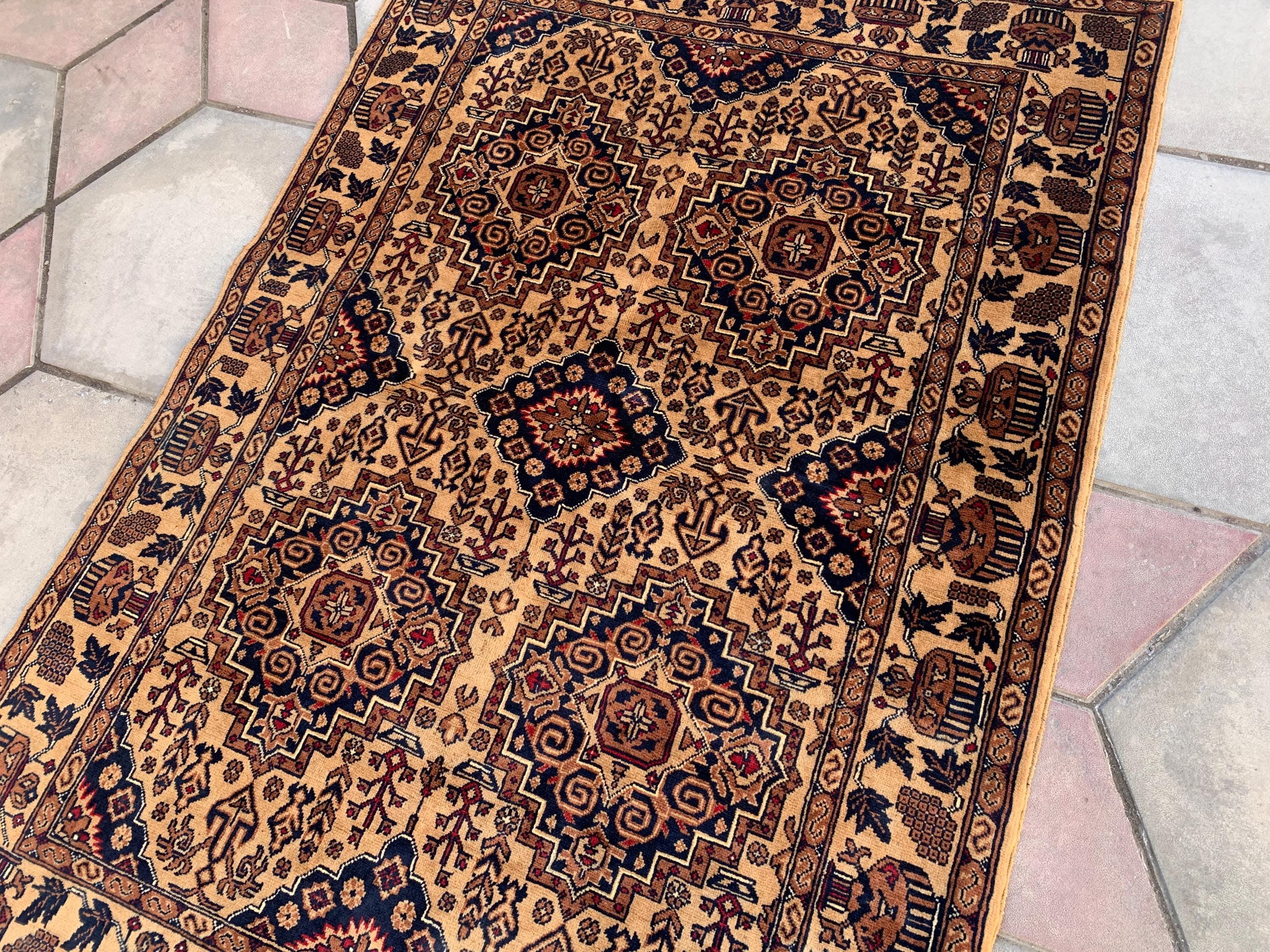 4×6 Bronze Beljik Naksha Handwoven Rug–Traditional Wool Carpet, Oriental Tribal Area Rug, Afghan Decorative Rug, Rug For bedroom 6.2×4.1 ft