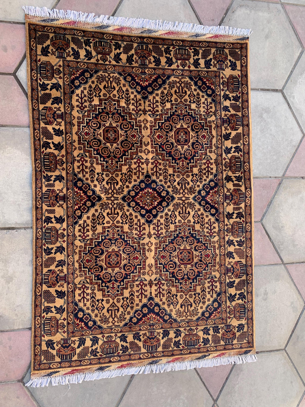 4×6 Bronze Beljik Naksha Handwoven Rug–Traditional Wool Carpet, Oriental Tribal Area Rug, Afghan Decorative Rug, Rug For bedroom 6.2×4.1 ft